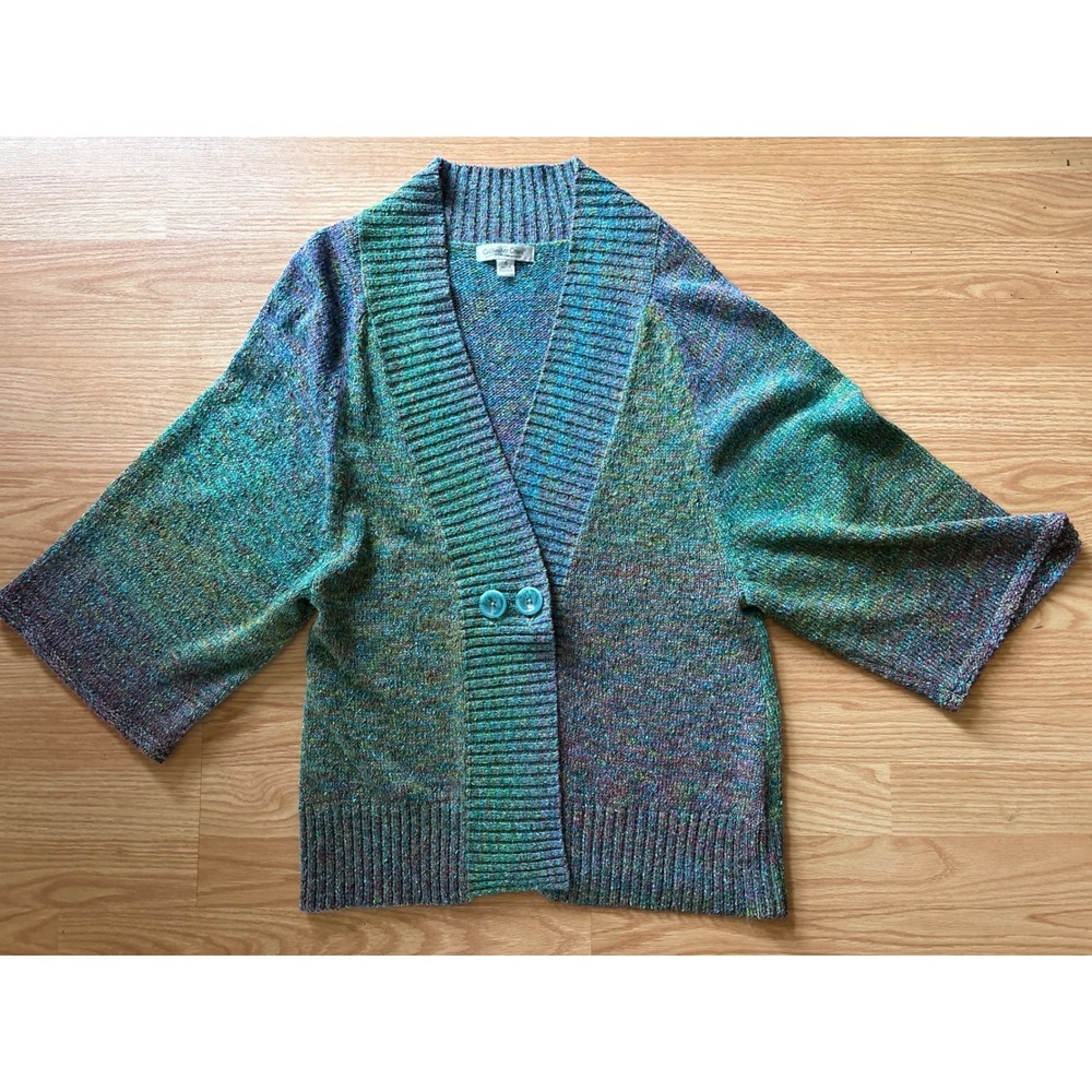 Coldwater Creek Space Dye Cardigan Kimono Sleeve‎ Shawl Collar Boho Artsy S